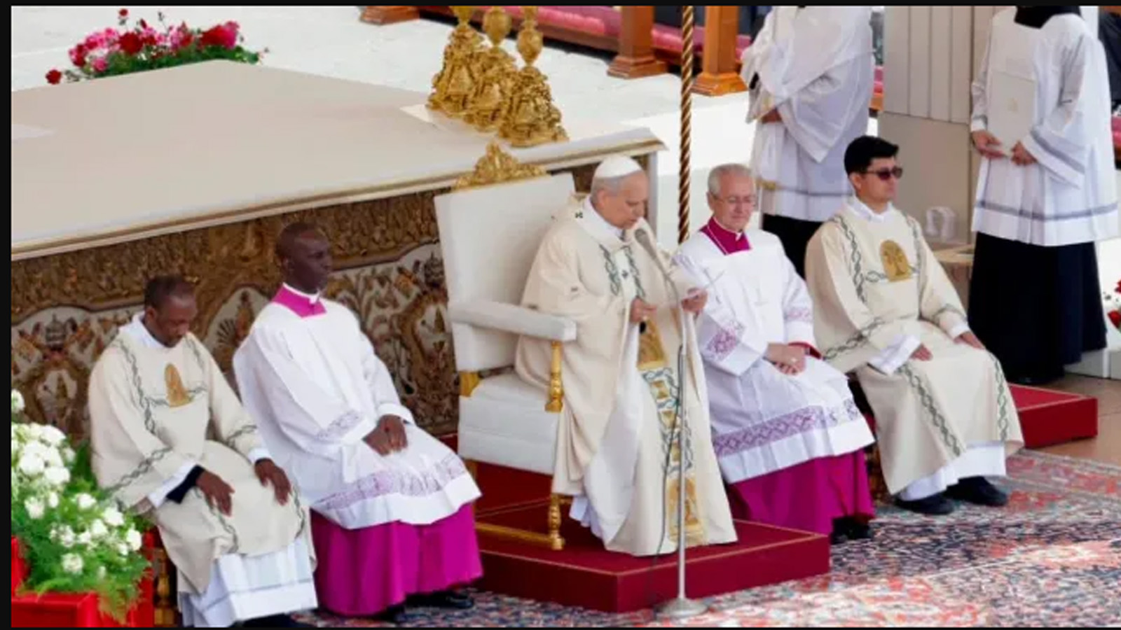 Papa Leão XIV na homilia da missa de início do seu pontificado em 18 de maio de 2025. | Crédito: Daniel Ibáñez / EWTN Papa Leão XIV na homilia da missa de início do seu pontificado em 18 de maio de 2025. | Crédito: Daniel Ibáñez / EWTN