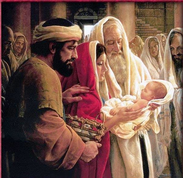 Simeão reconhece ter nos braços o Salvador, a glória de Israel. Simeão reconhece ter nos braços o Salvador, a glória de Israel.