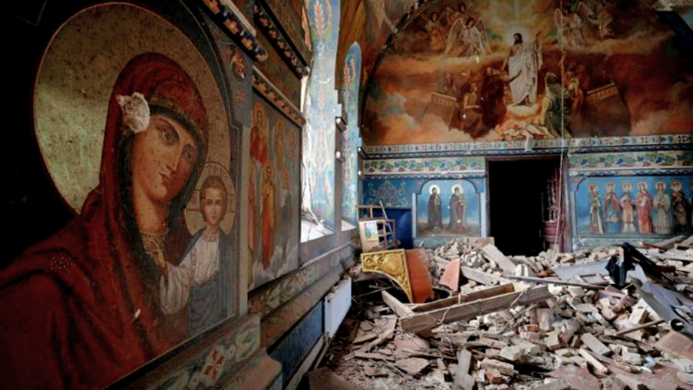 A Igreja da Natividade da Virgem Maria em Novoekonomichne, no leste da Ucrânia, foi destruída por um ataque aéreo (AFP orlicensors) A Igreja da Natividade da Virgem Maria em Novoekonomichne, no leste da Ucrânia, foi destruída por um ataque aéreo (AFP orlicensors)
